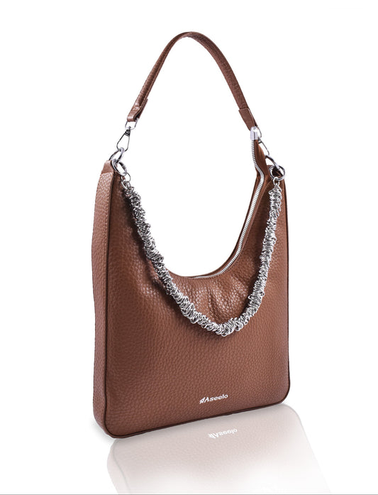 Sitar Handbag by Aseelo in brown