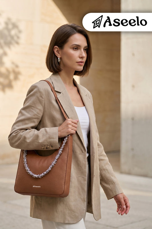 Sitar Handbag by Aseelo in brown