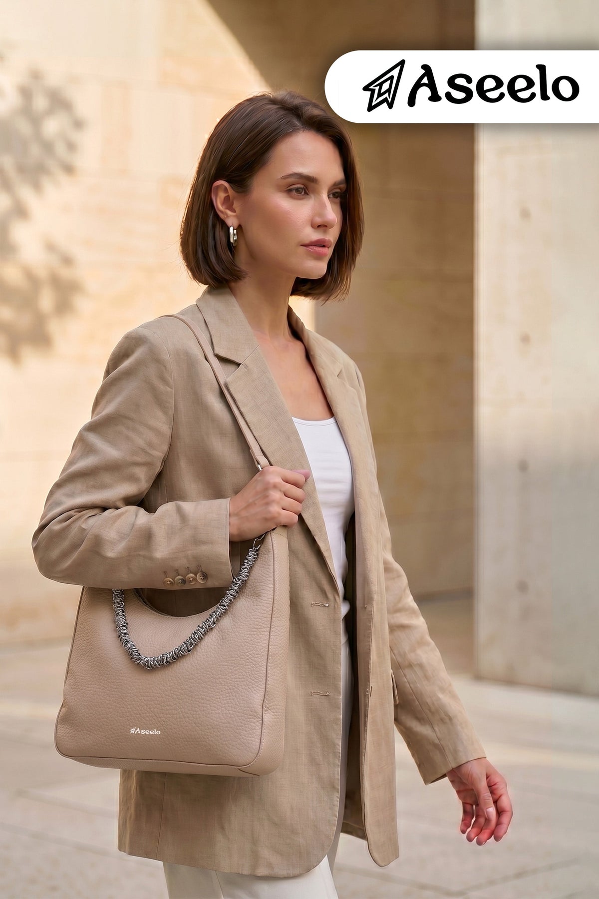 sitar handbag by aseelo in beige