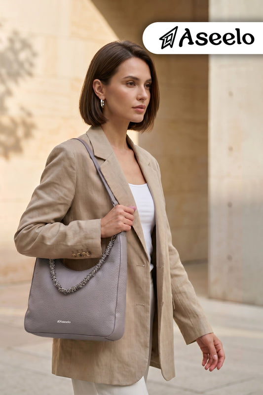 Sitar Handbag by Aseelo in grey