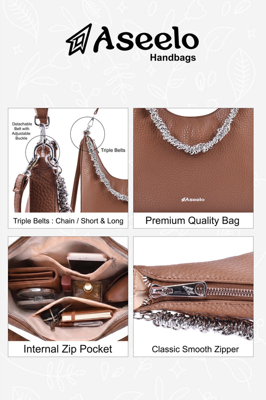 Sitar Handbag by Aseelo in brown