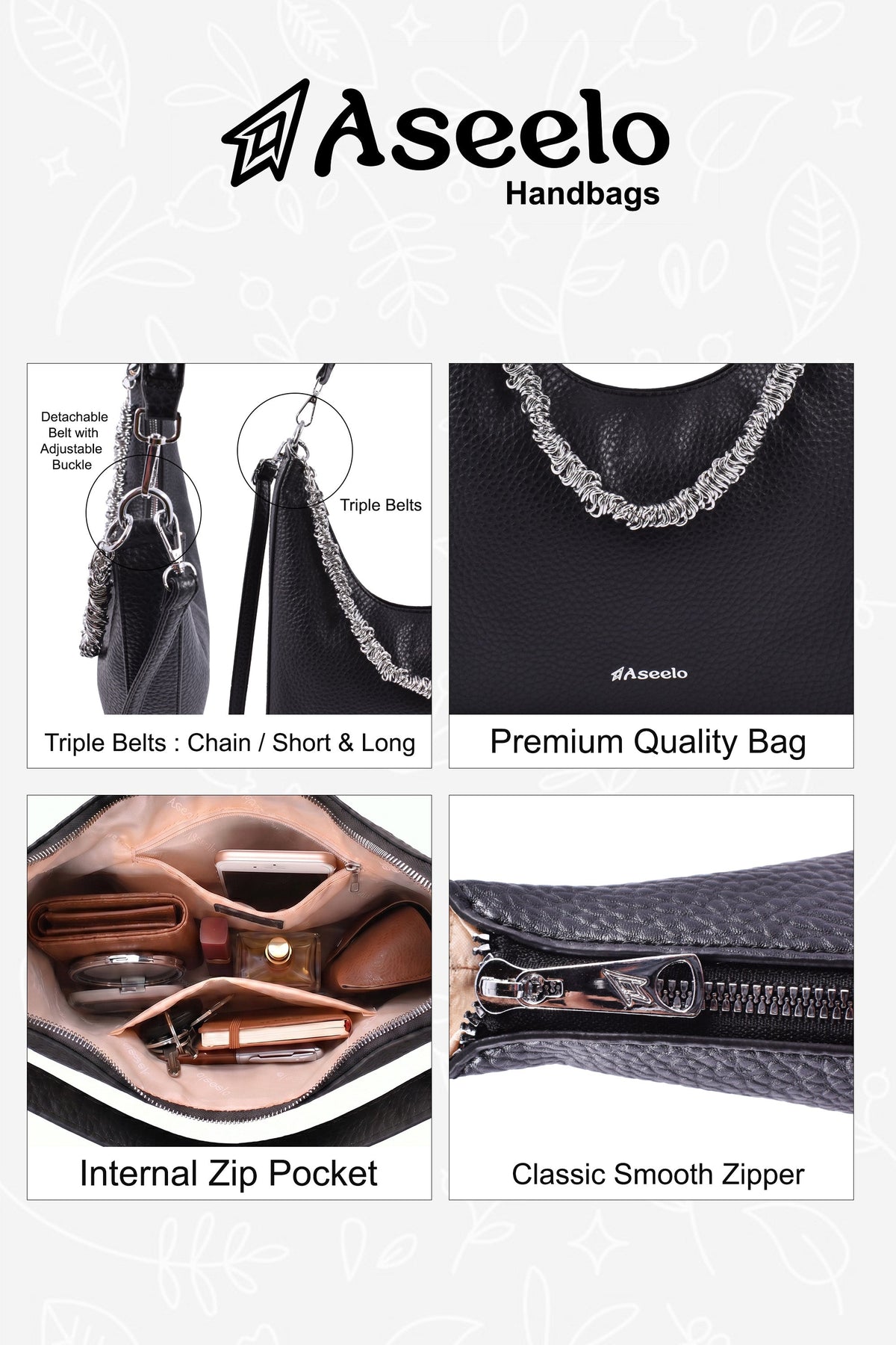 Sitar Handbag by Aseelo in black