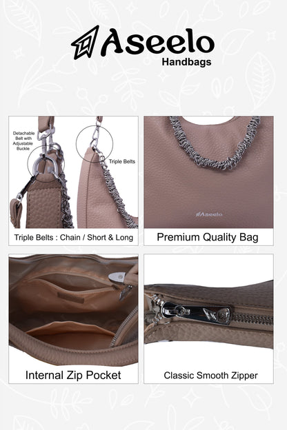 Sitar Handbag by Aseelo in beige