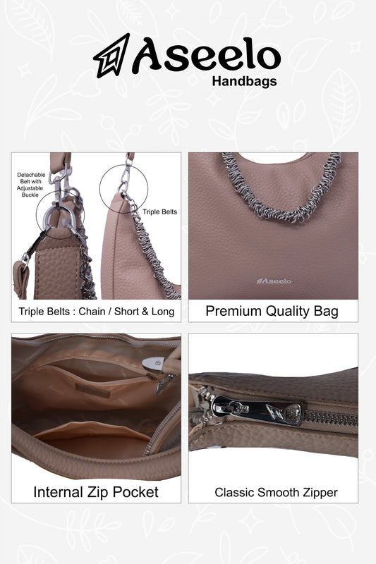 Sitar Handbag by Aseelo in beige
