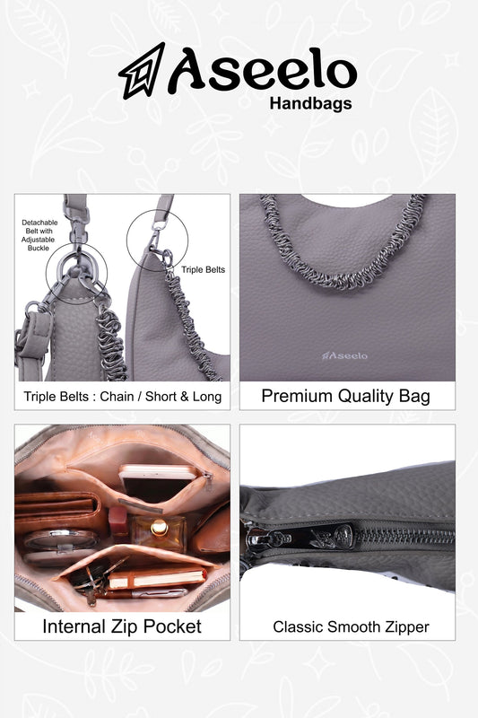 Sitar Handbag by Aseelo in grey