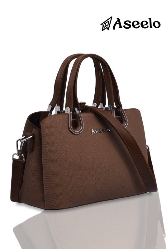 Tulip Structured Handbag by Aseelo in brown