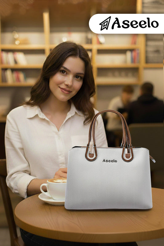 Tulip Structured Handbag by Aseelo in white