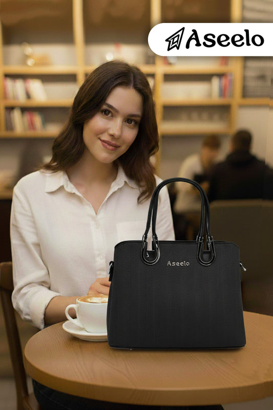 Tulip Structured Handbag by Aseelo in black