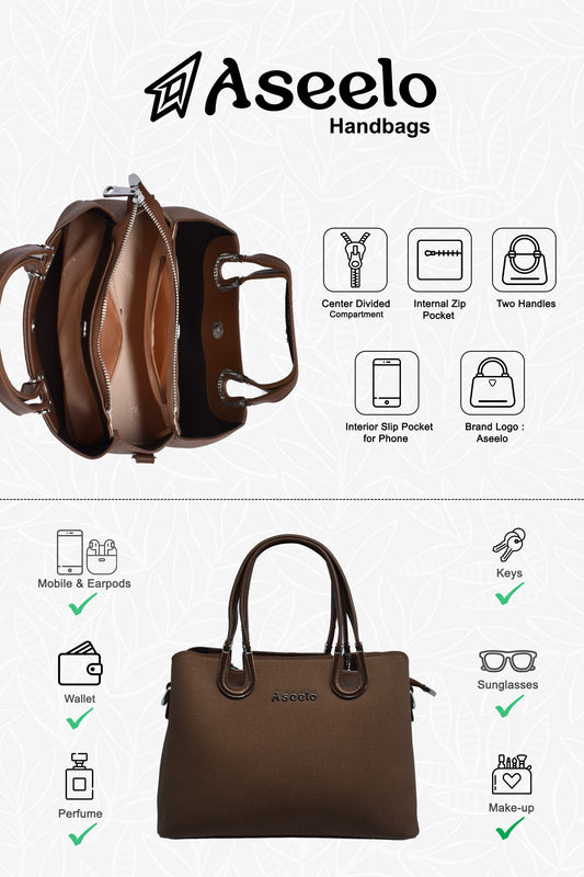 Tulip Structured Handbag by Aseelo in brown