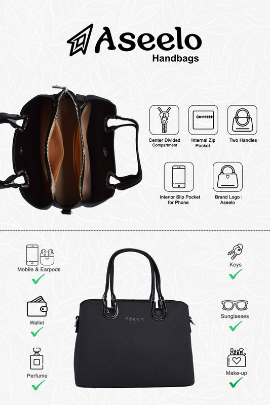 Tulip Structured Handbag by Aseelo in black