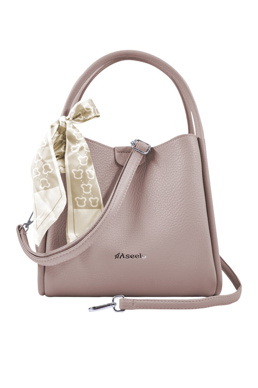 Piano Structured Handbag by Aseelo in beige