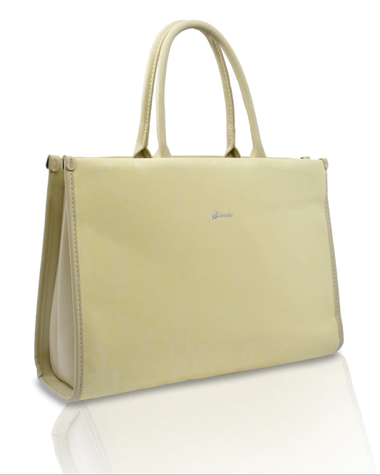 Satin Carryall Tote Bag by Aseelo in yellow