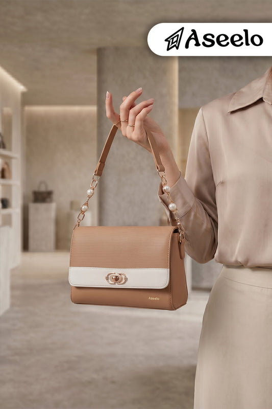 Phantom Handbag & Sling Bag by Aseelo in tan
