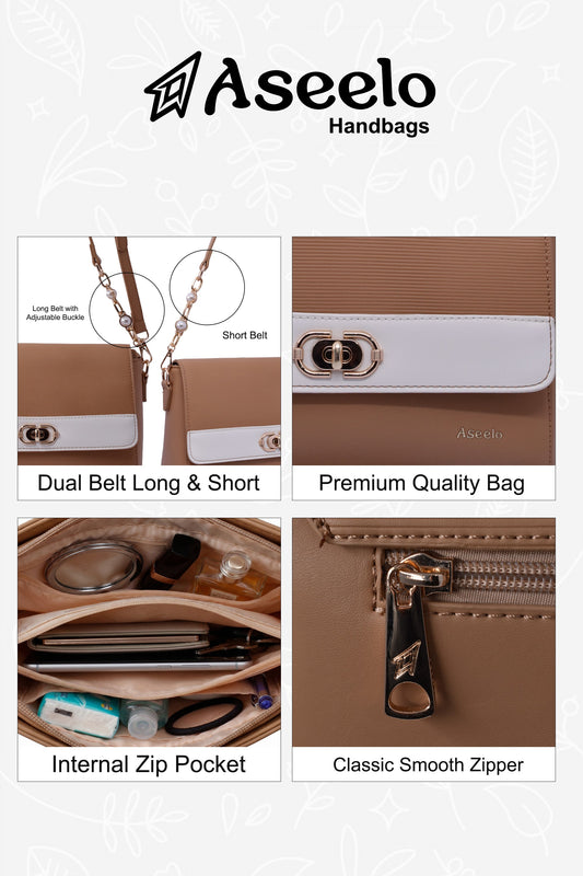 Phantom Handbag & Sling Bag by Aseelo in tan