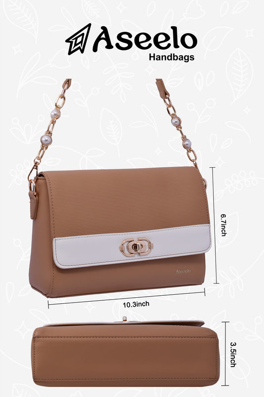 Phantom Handbag & Sling Bag by Aseelo in tan