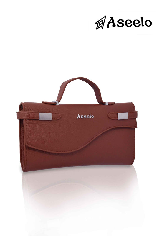 Orange Sling & Party Bag by Aseelo in brown