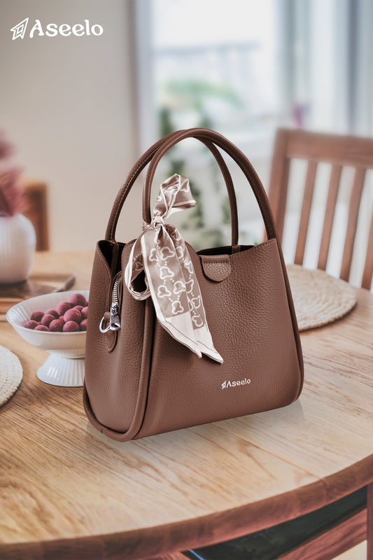 Piano Structured Handbag by Aseelo in brown