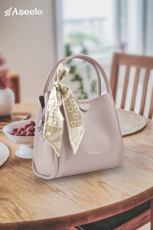 Piano Structured Handbag by Aseelo in beige