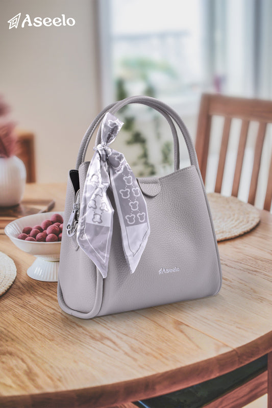 Piano Structured Handbag by Aseelo in grey