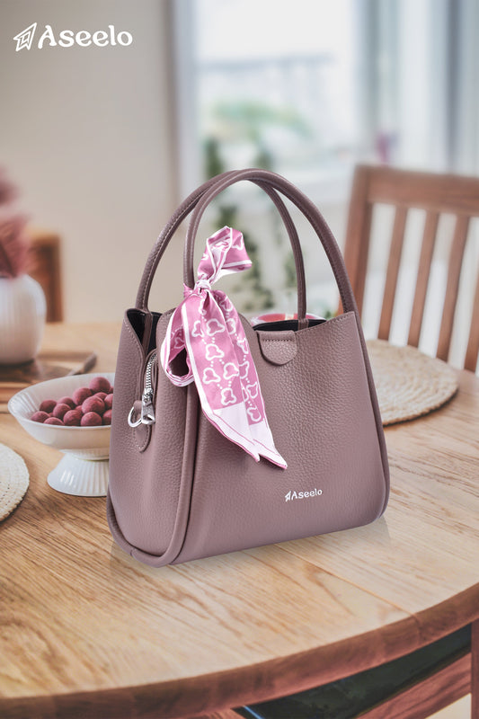 Piano Structured Handbag by Aseelo in tan