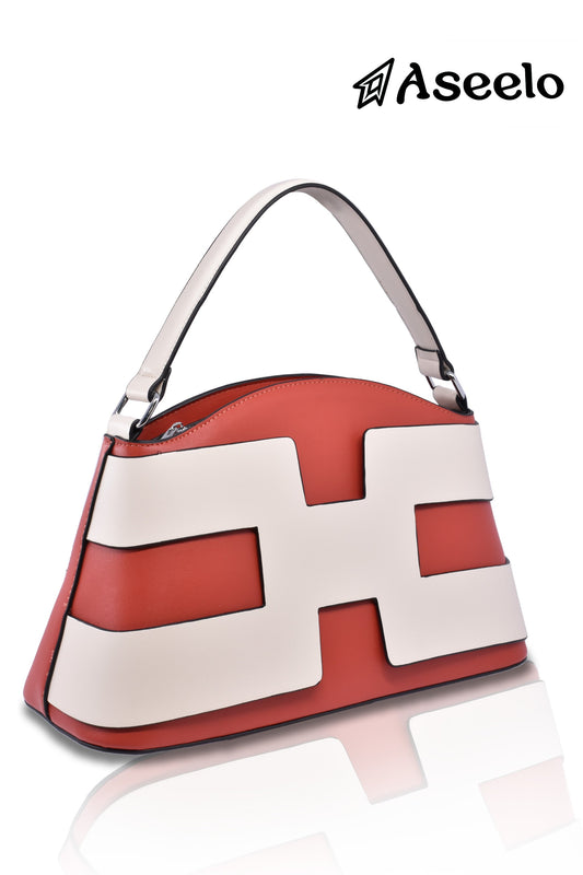 Ruby Structured Handbag. by Aseelo in orange