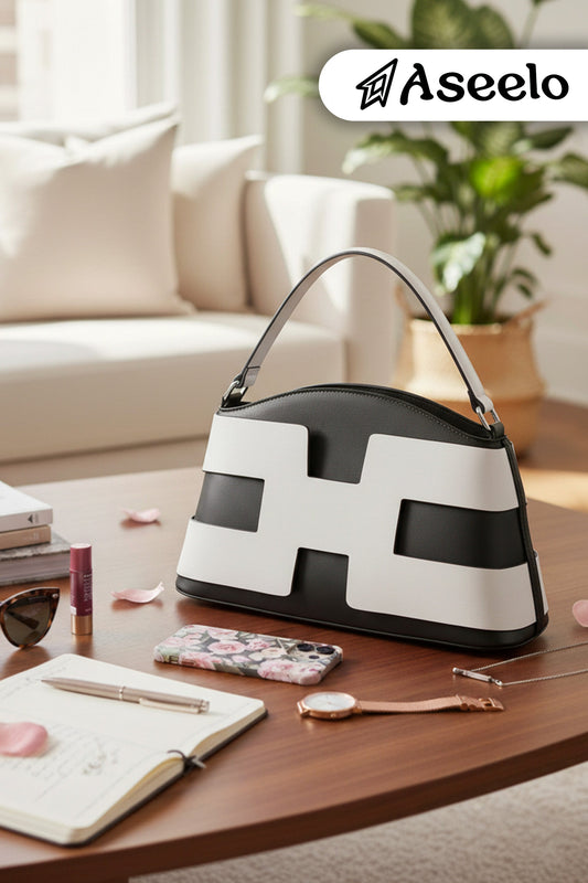 Ruby Structured Handbag. by Aseelo in black