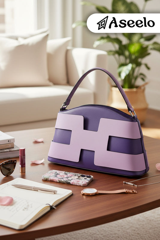 Ruby Structured Handbag. by Aseelo in purple