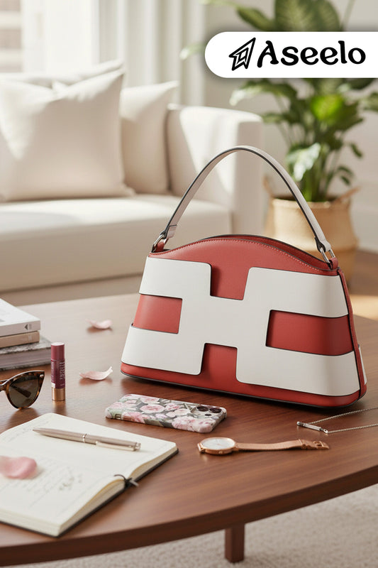 Ruby Structured Handbag. by Aseelo in orange