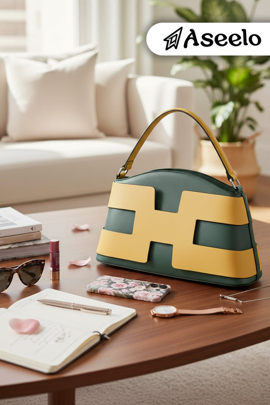Ruby Structured Handbag. by Aseelo in green