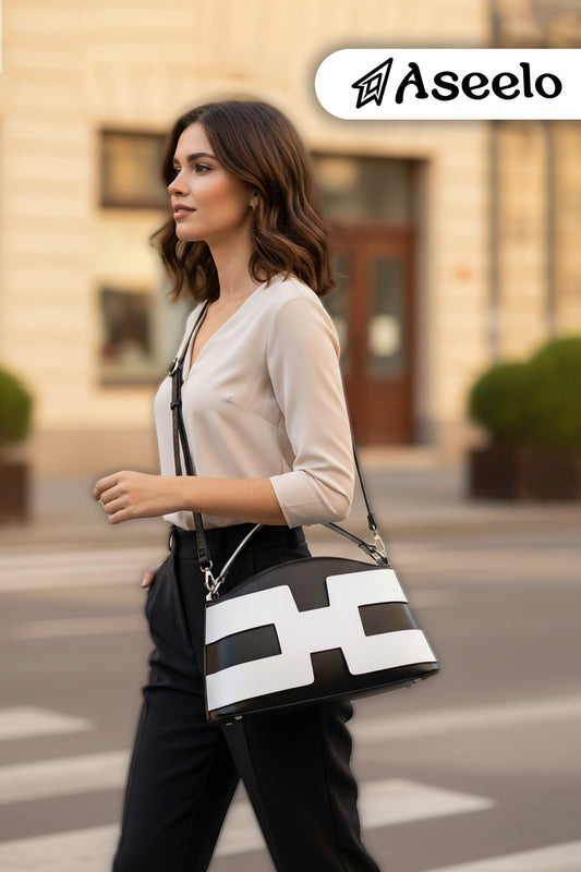 Ruby Structured Handbag. by Aseelo in black