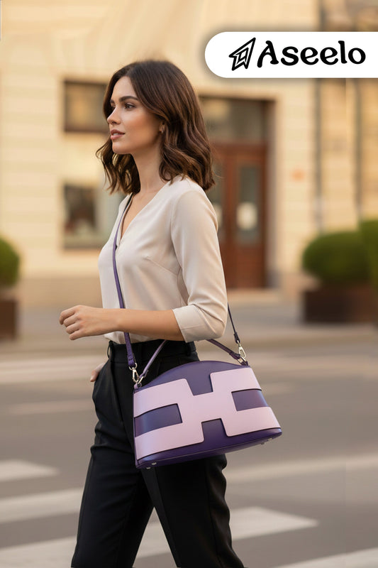 Ruby Structured Handbag. by Aseelo in purple