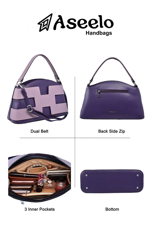 Ruby Structured Handbag. by Aseelo in purple