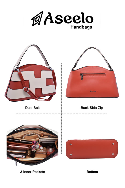 Ruby Structured Handbag. by Aseelo in orange