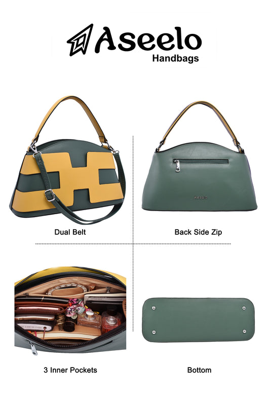Ruby Structured Handbag. by Aseelo in green
