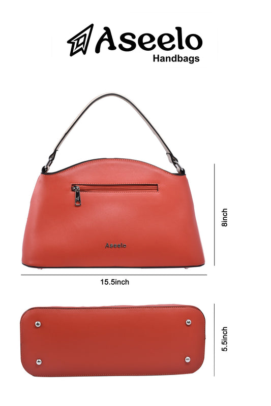 Ruby Structured Handbag. by Aseelo in orange