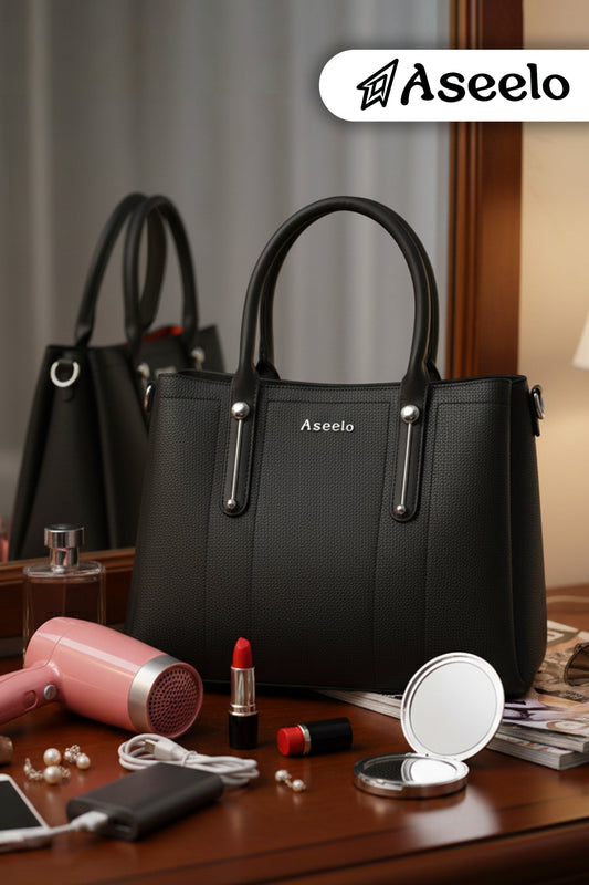 Jade Structured Handbag by Aseelo in black