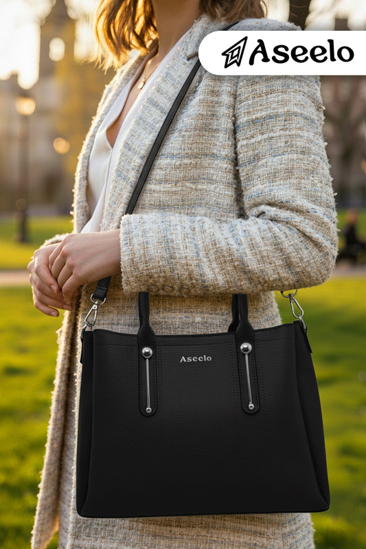 Jade Structured Handbag by Aseelo in black