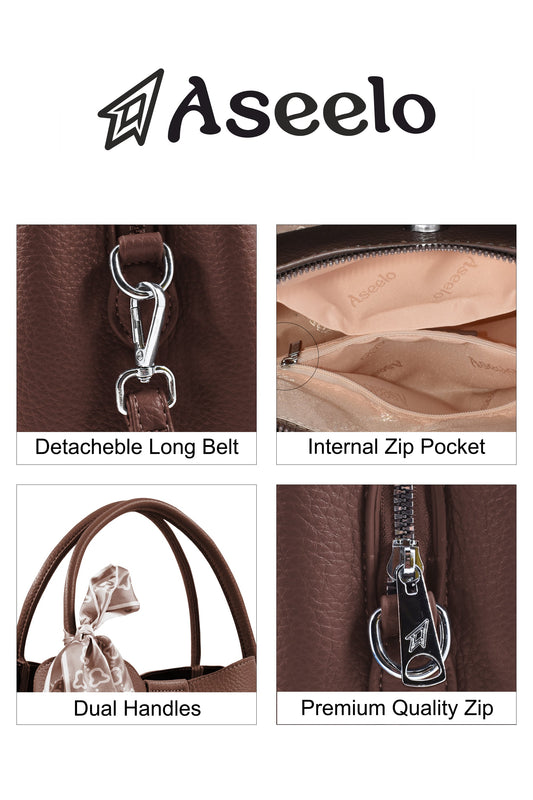 Piano Structured Handbag by Aseelo in brown