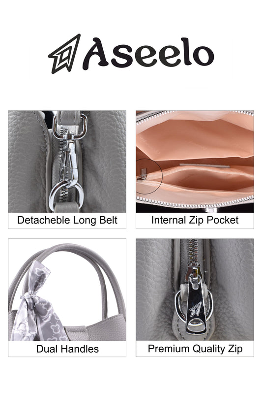Piano Structured Handbag by Aseelo in grey