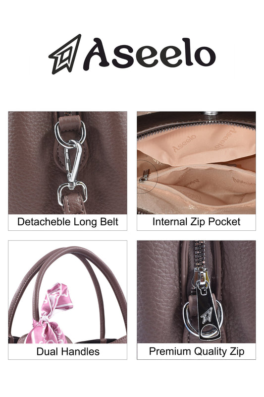 Piano Structured Handbag by Aseelo in tan