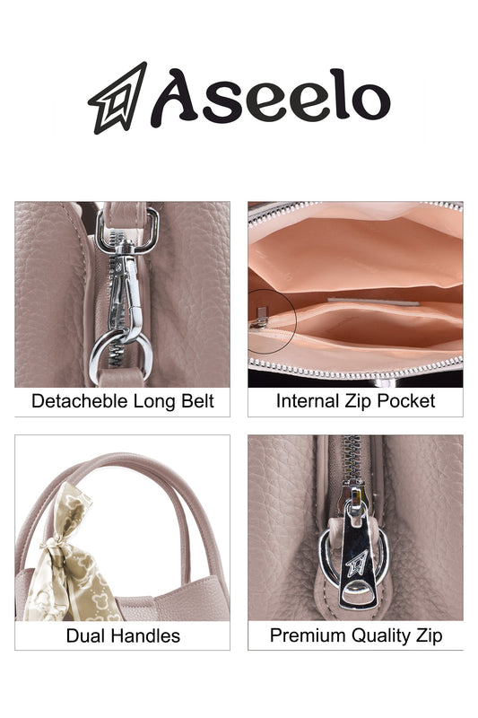 Piano Structured Handbag by Aseelo in beige