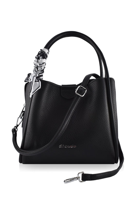 Piano Structured Handbag by Aseelo in black