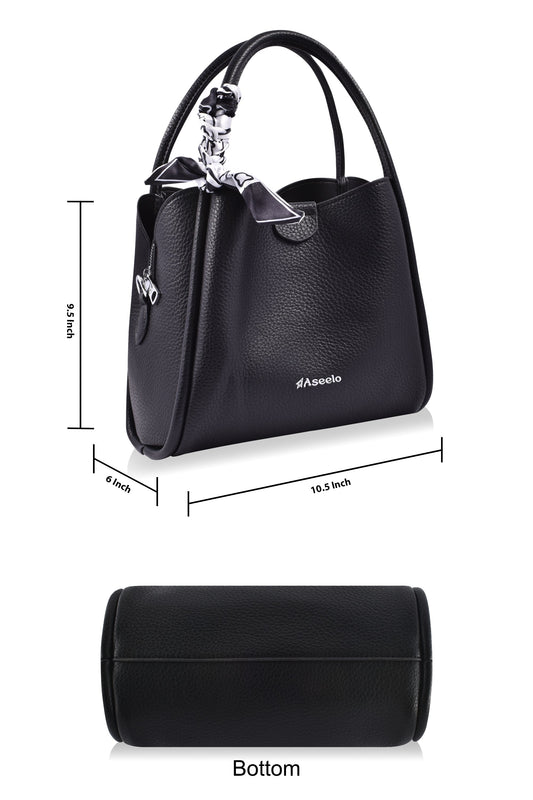 Piano Structured Handbag by Aseelo in black