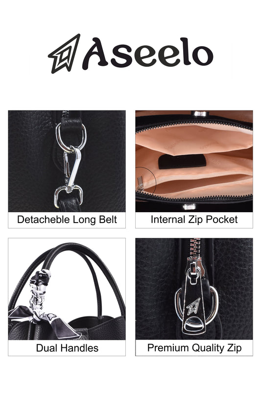 Piano Structured Handbag by Aseelo in black
